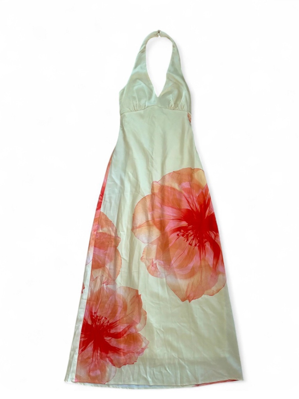 Sincerely Jules Yellow Tropical Floral  Halter Maxi Beach Dress size S